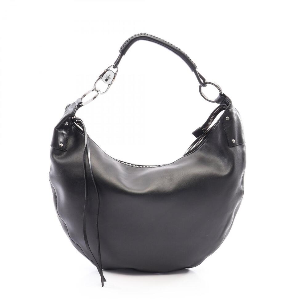 Gucci Ring Hardware Leather Hobo Shoulder Bag Black